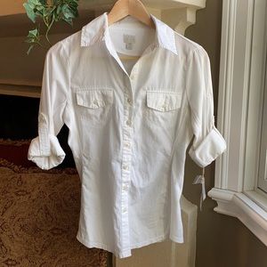 🆕 NWT Converse White Collared Button Shirt